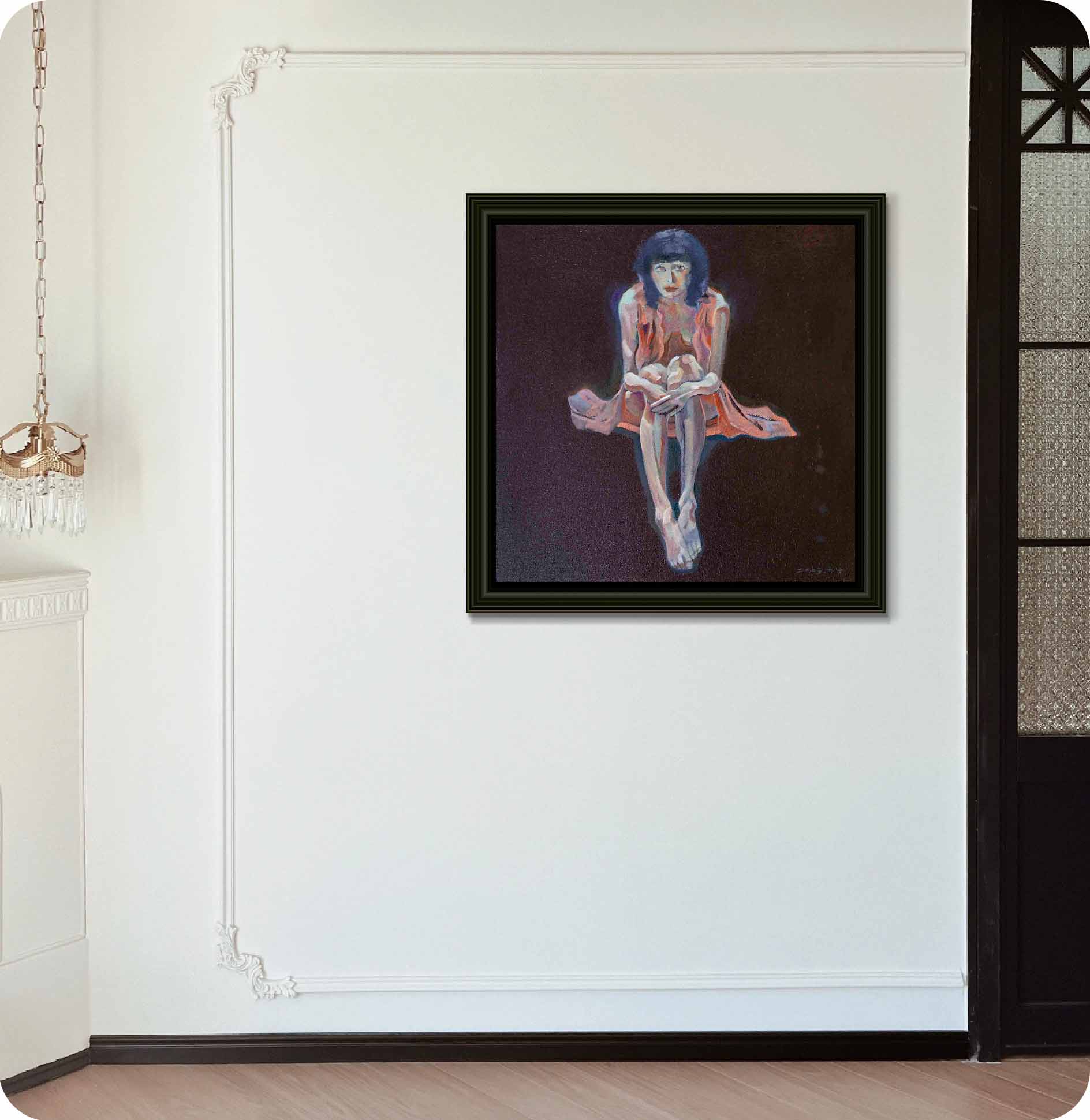 Purple figure Painting in wall
