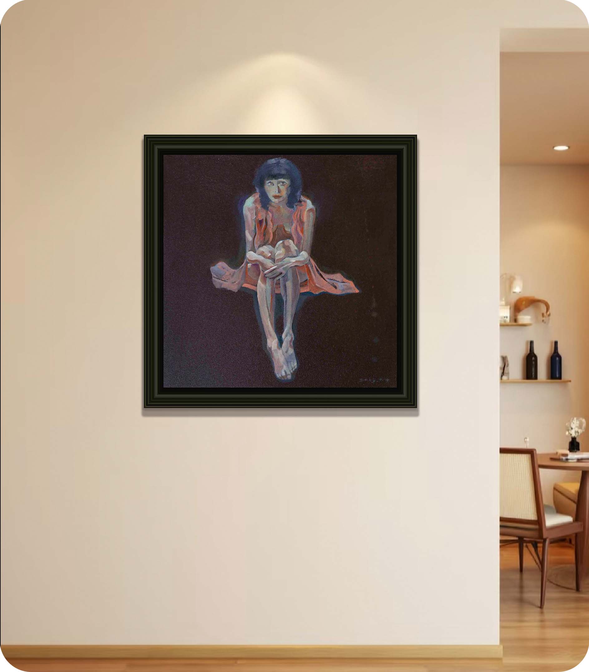 Purple figure Acrylic painting in room