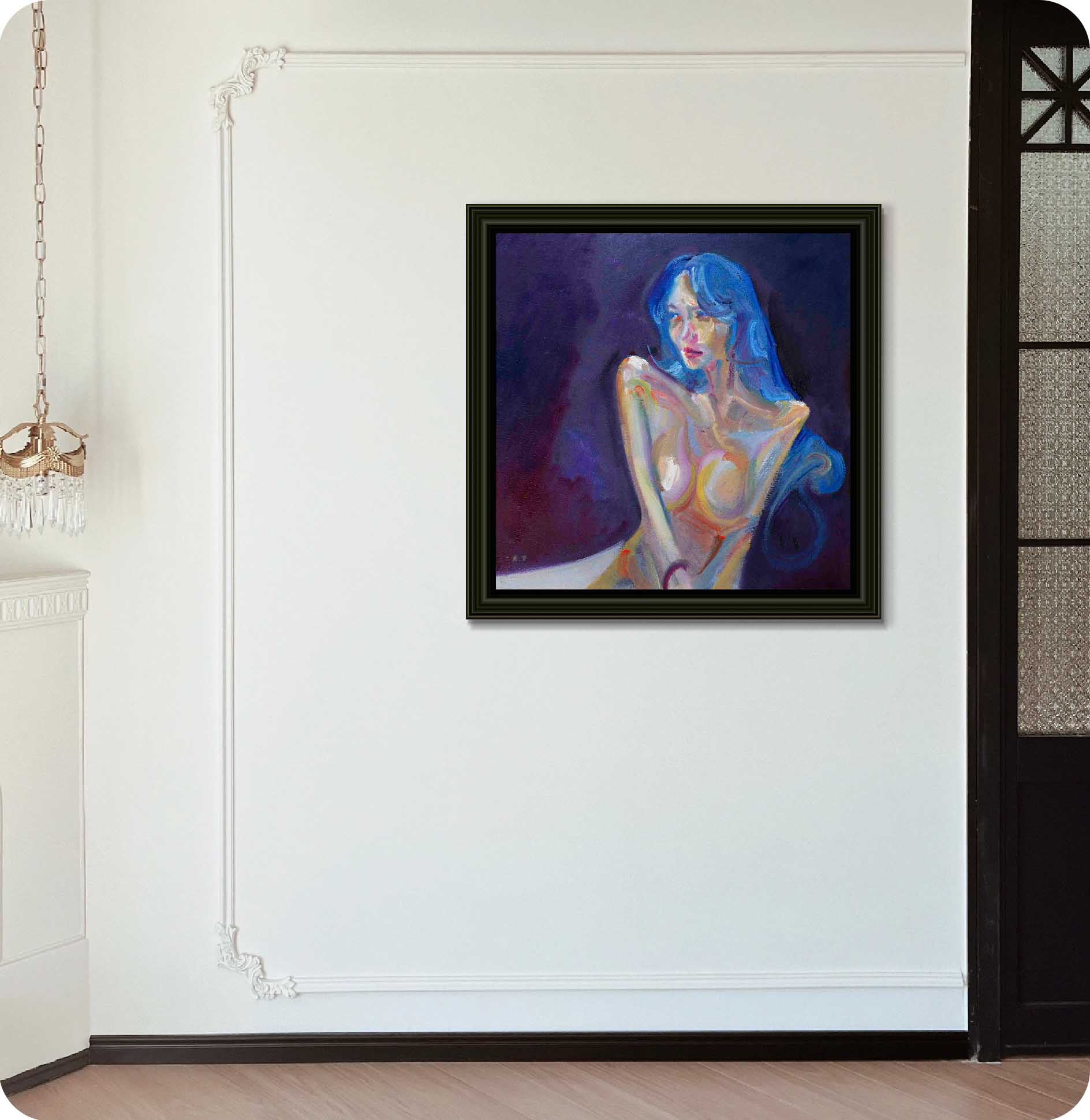 Purple dark background figure Painting in wall