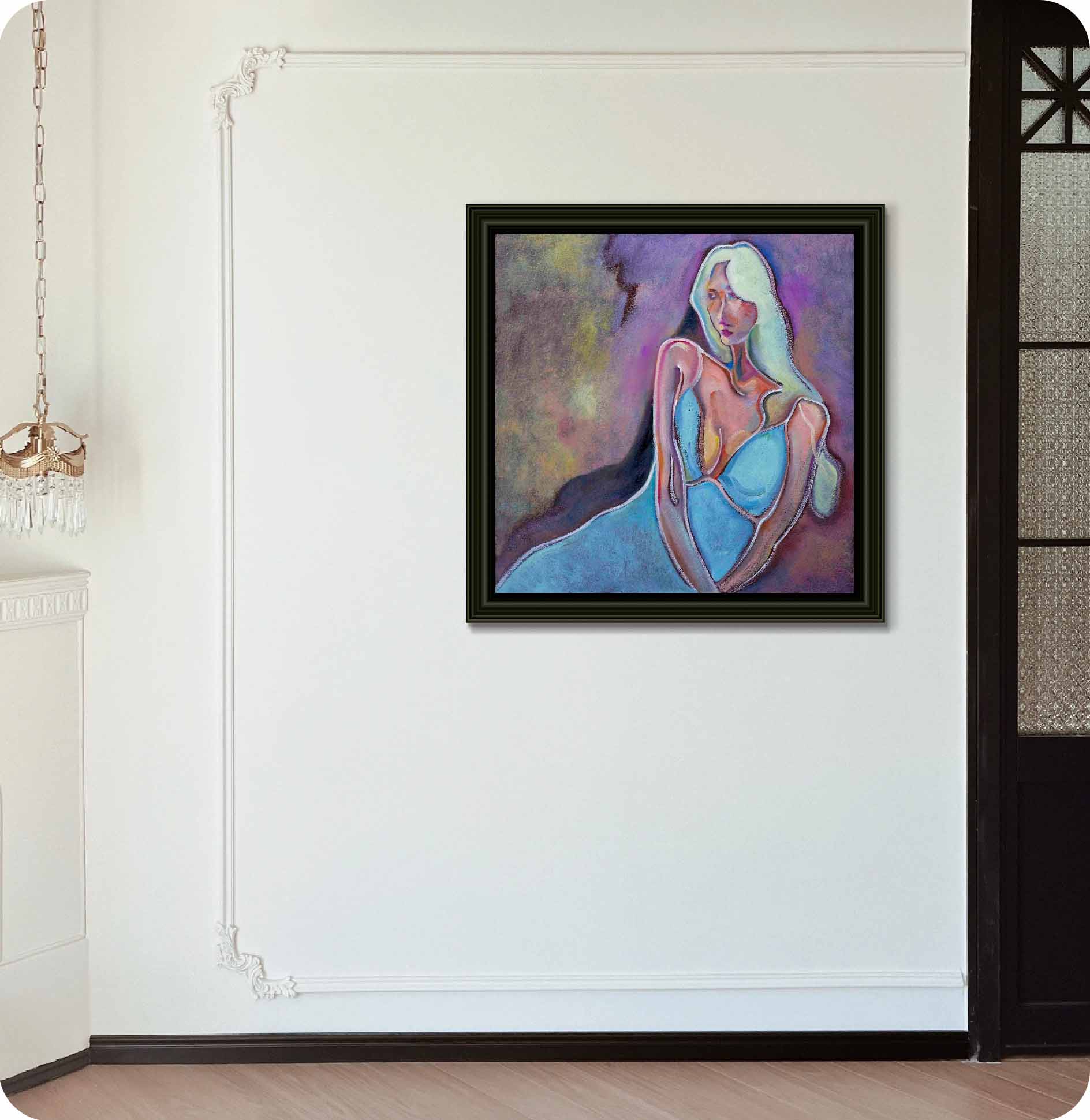 Purple blue figure Painting in wall