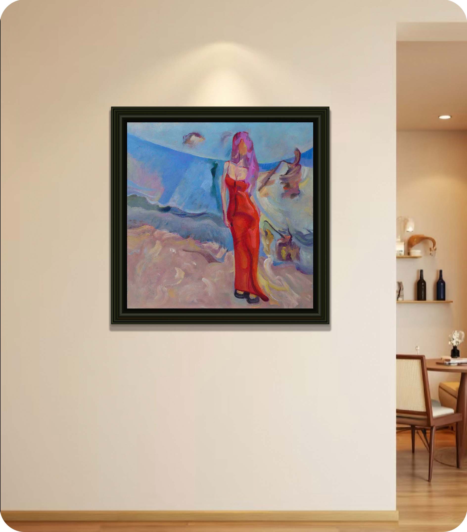 beach flower figure painting in room
