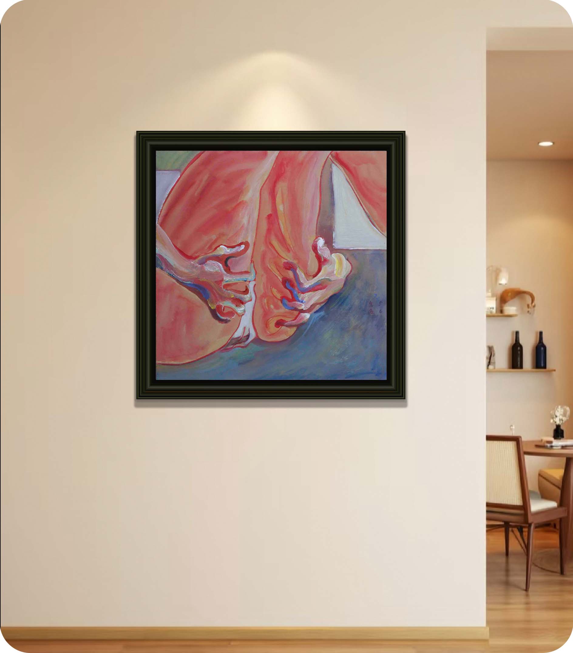 tactile narrative acrylic painting in room