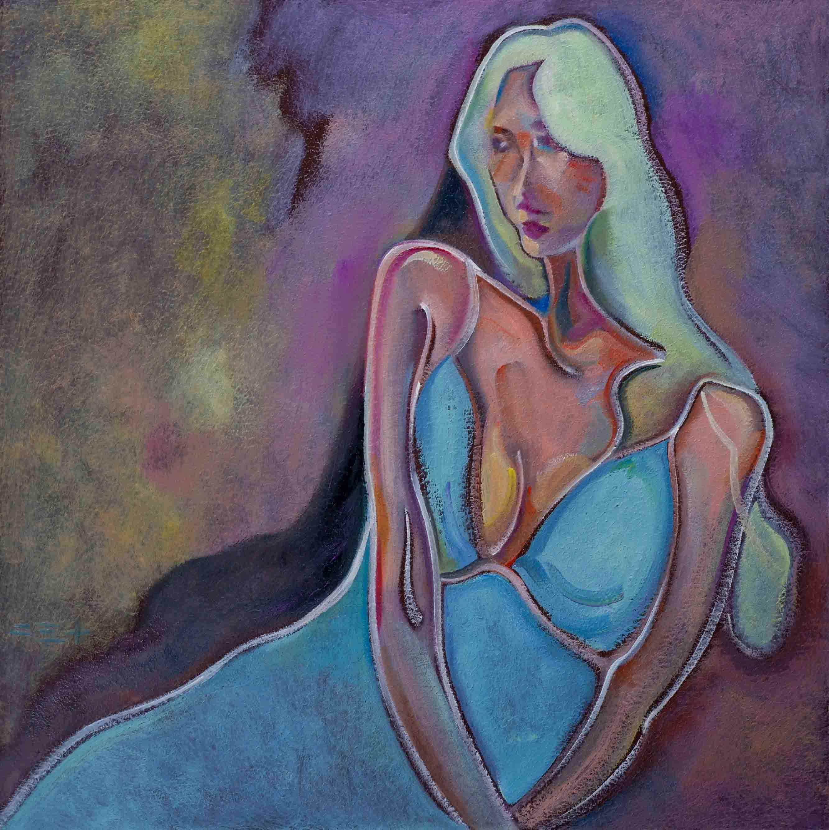 Emotional blue figure Paint