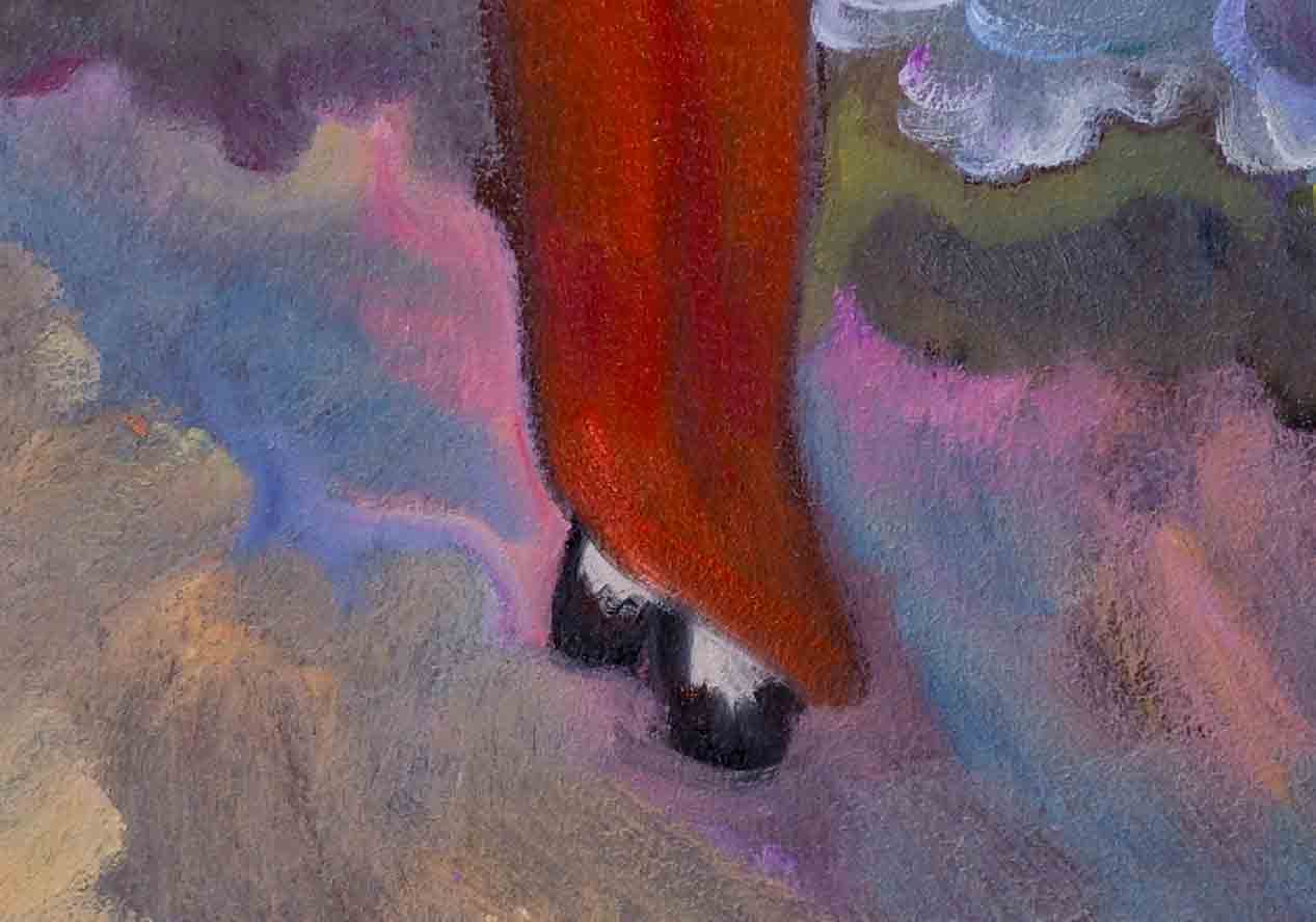 Female figure drawing in red clothes