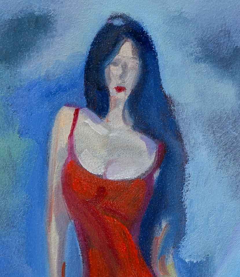 blue hues beach figure painting