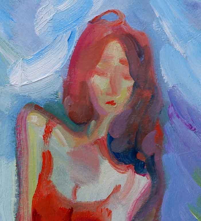 yellow hues beach figure painting