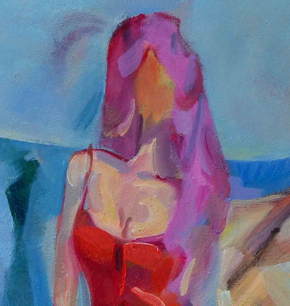 beach flower figure painting