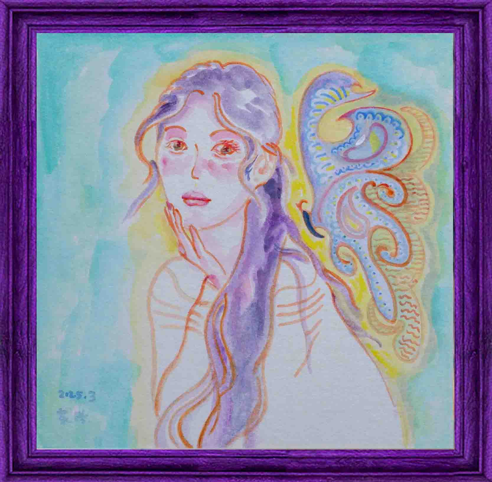 Sweet Dreamlike Light Butterfly Girl Painting
