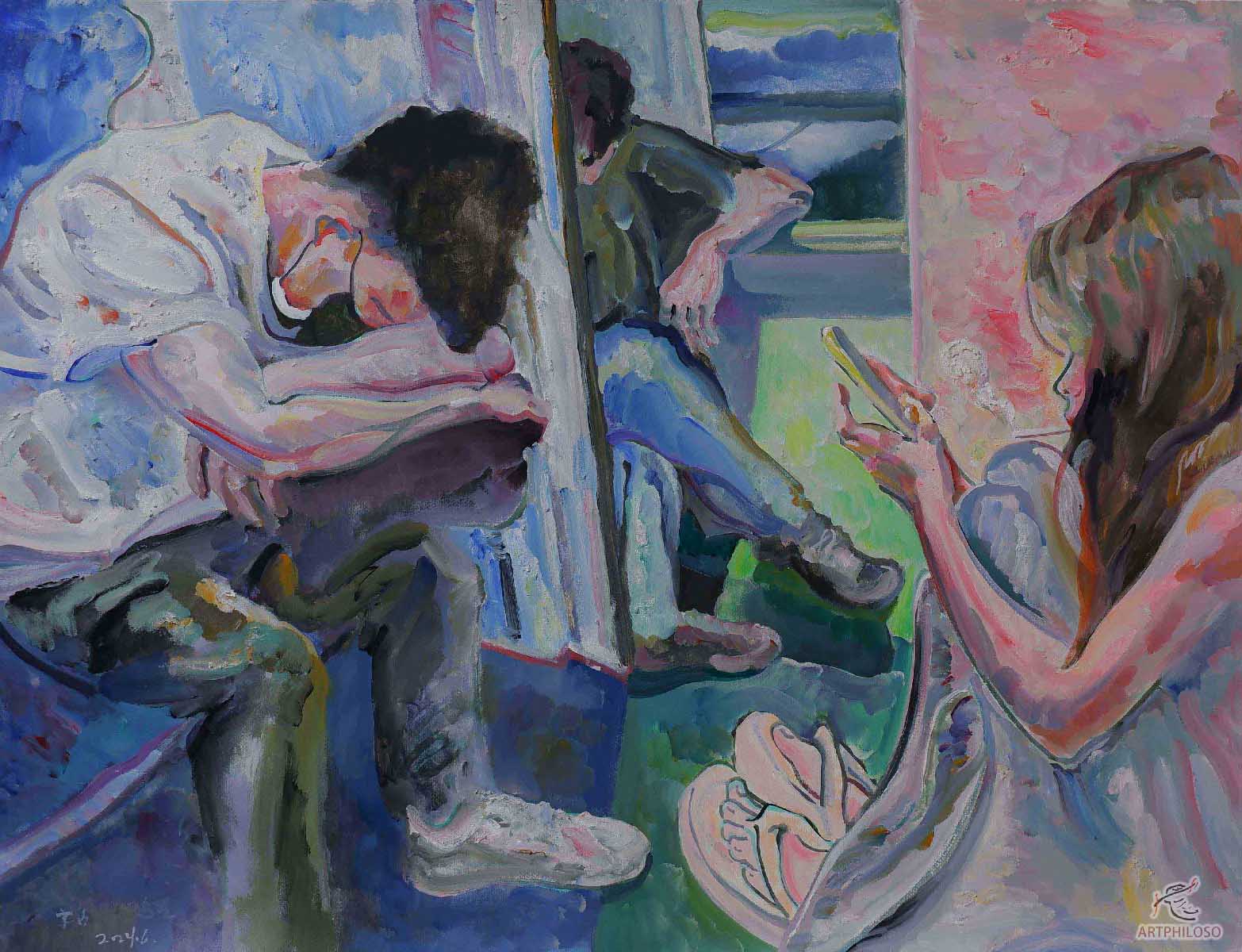 Oil Painting of Figures in Various Poses