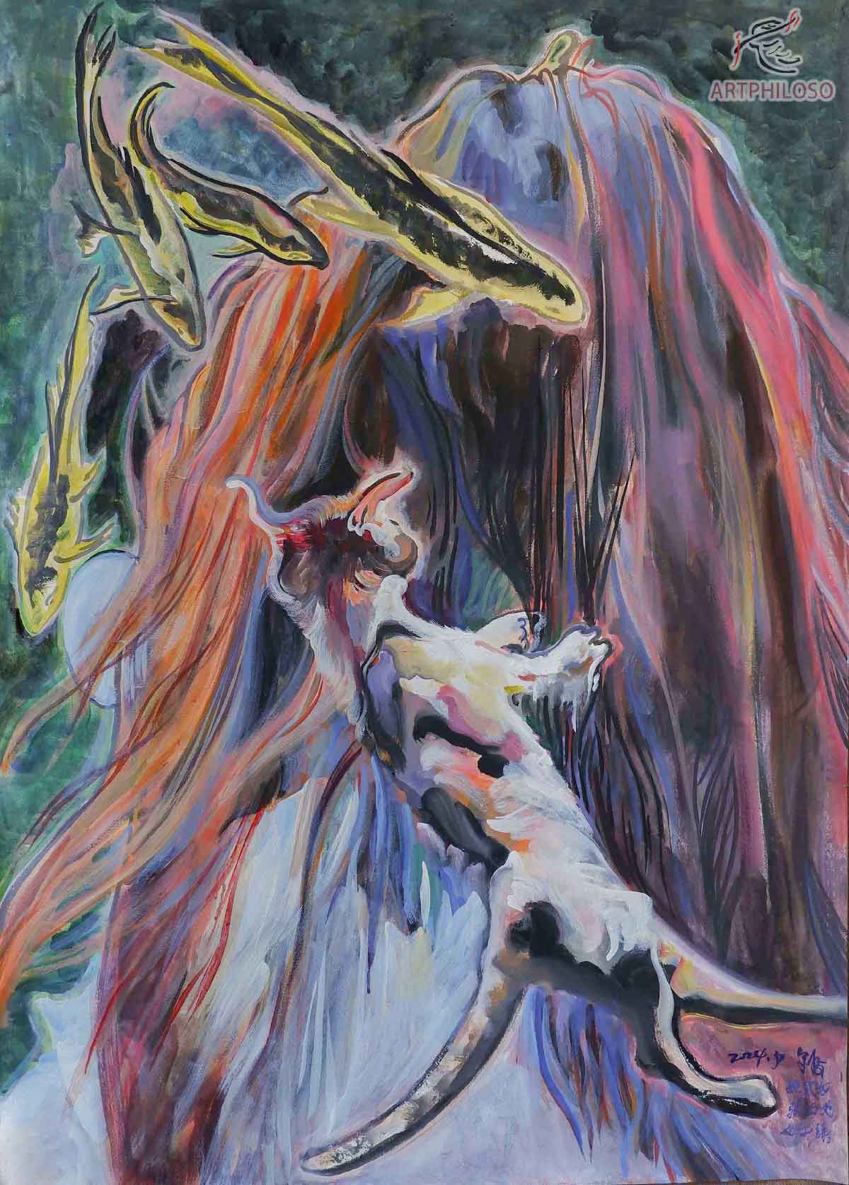 Mysterious Surreal Story Watercolor Painting