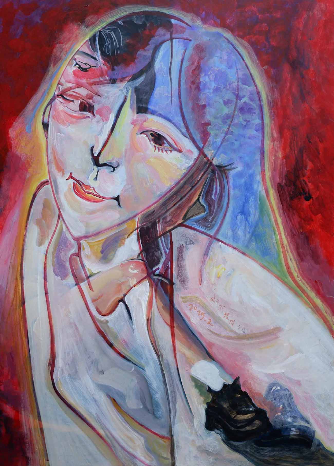 Vivid Cubist Portrait Painting
