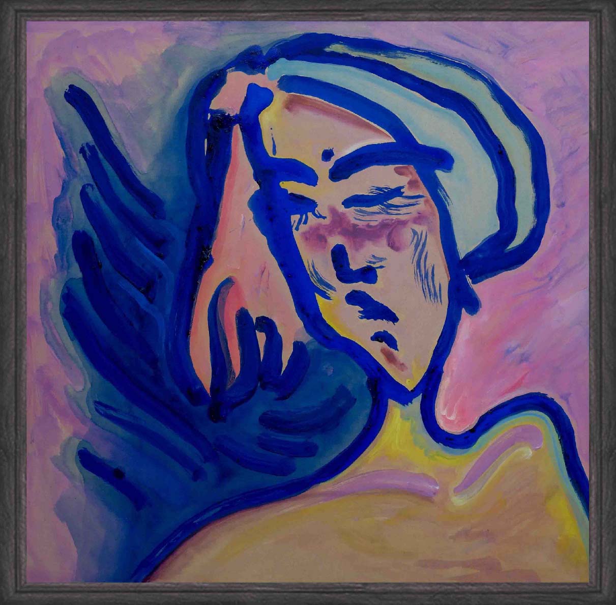 Line portrait acrylic painting